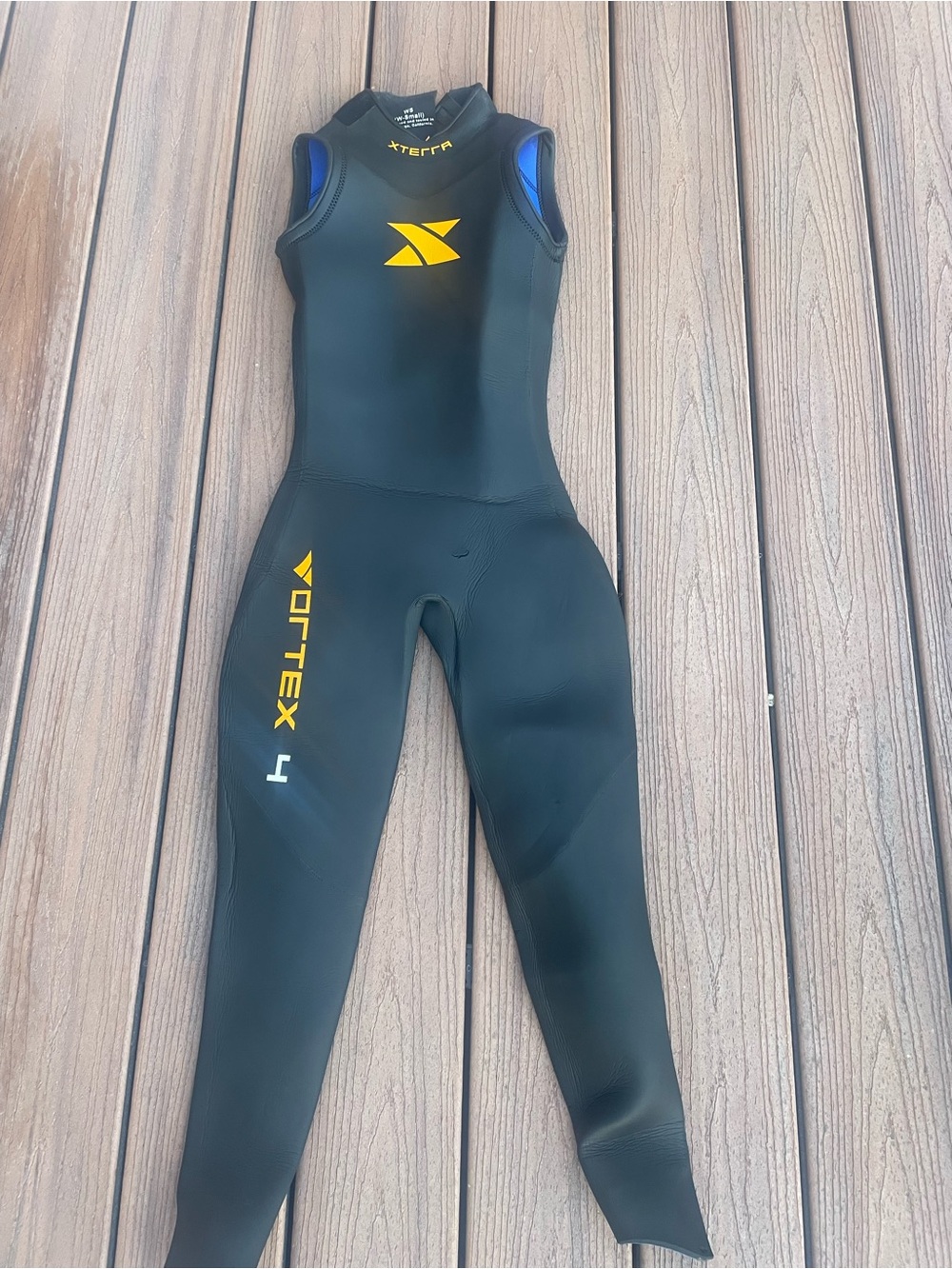 XTERRA Women’s Black and Yellow Vortex One-Piece Wetsuit